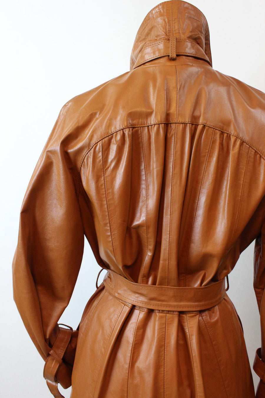 1970s CARAMEL LEATHER trench coat medium large | new fall winter