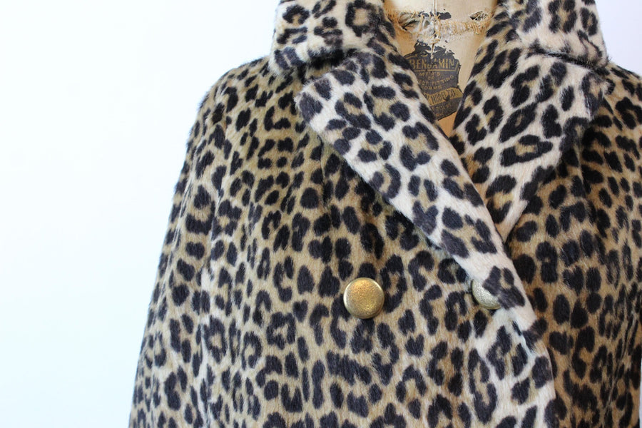 1960s LEOPARD faux fur coat xs small | new fall winter