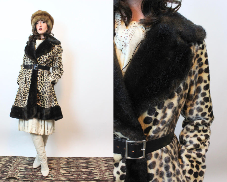 1960s SAFARI LEOPARD princess fur coat xs | new fall winter