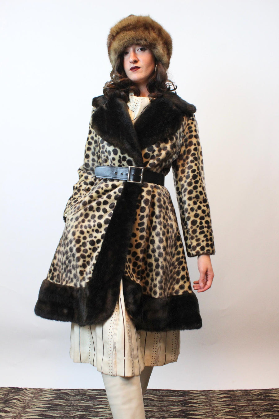 1960s SAFARI LEOPARD princess fur coat xs | new fall winter