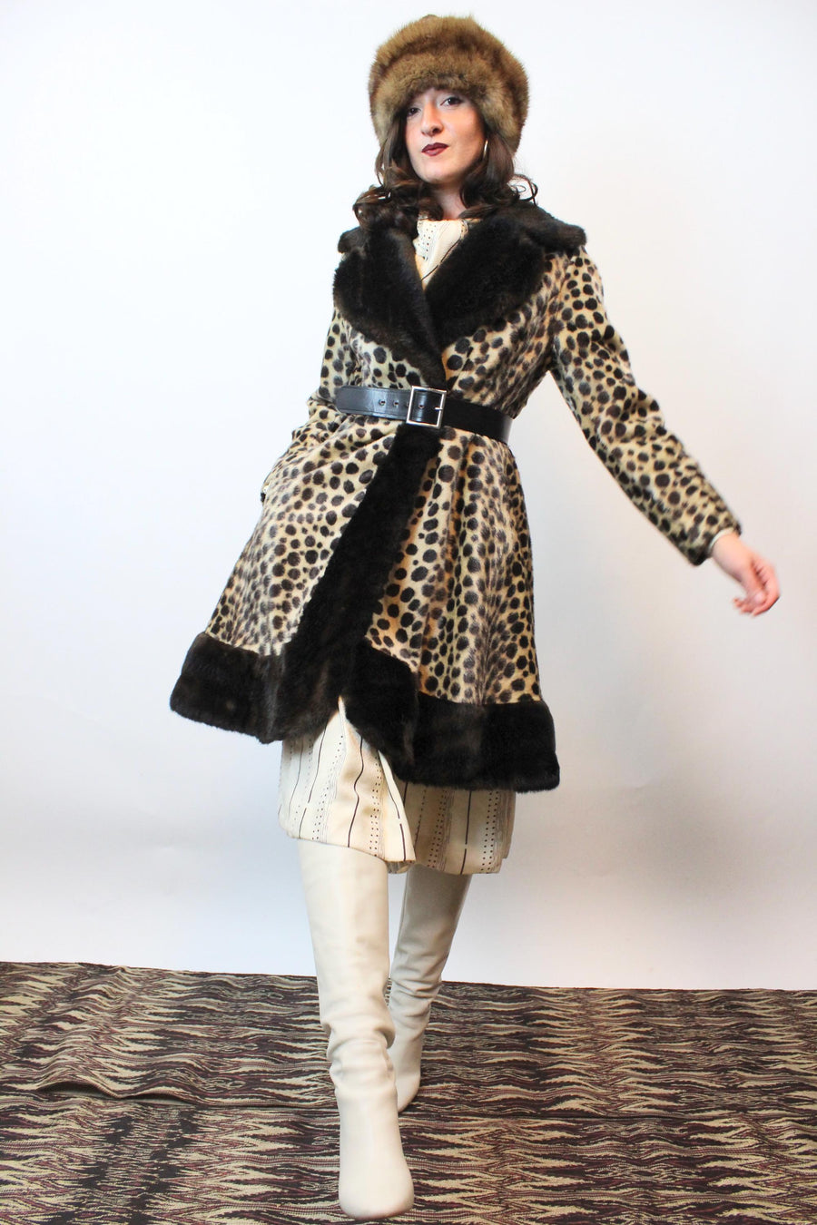 1960s SAFARI LEOPARD princess fur coat xs | new fall winter