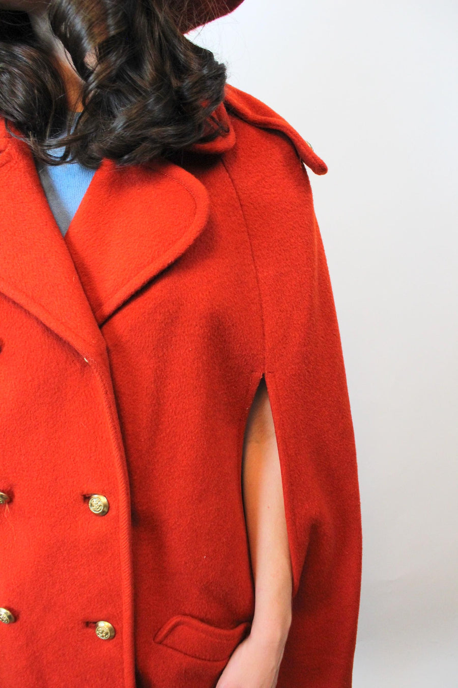 1960s PUMPKIN cape wool poncho | new fall winter