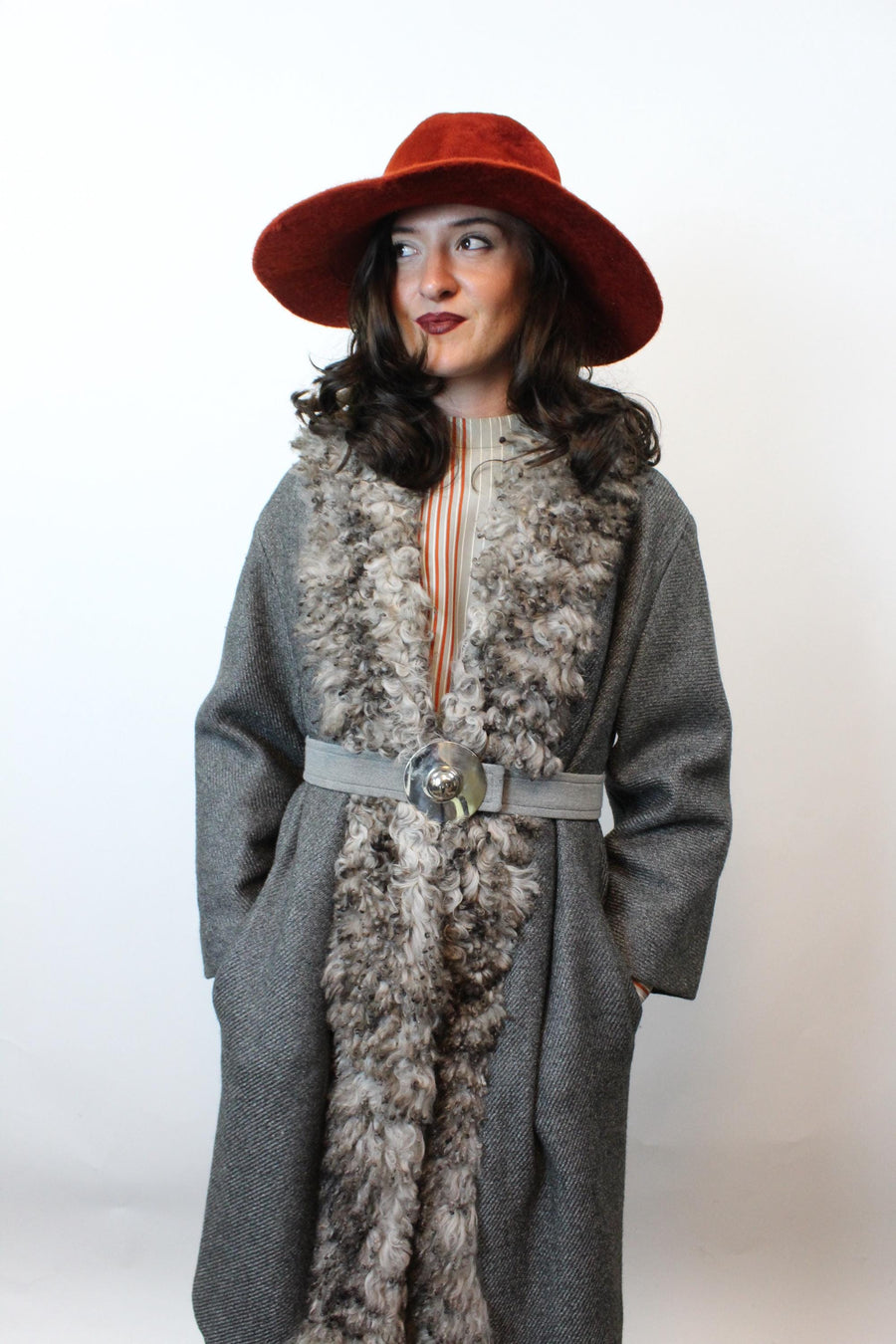 1960s CURLY lamb FUR and wool coat small | new fall winter