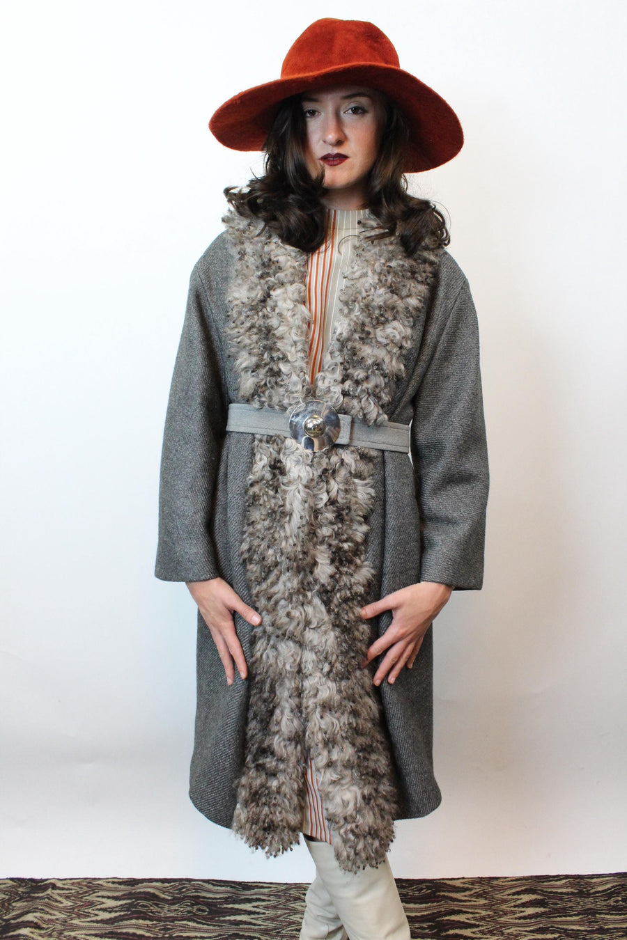 1960s CURLY lamb FUR and wool coat small | new fall winter