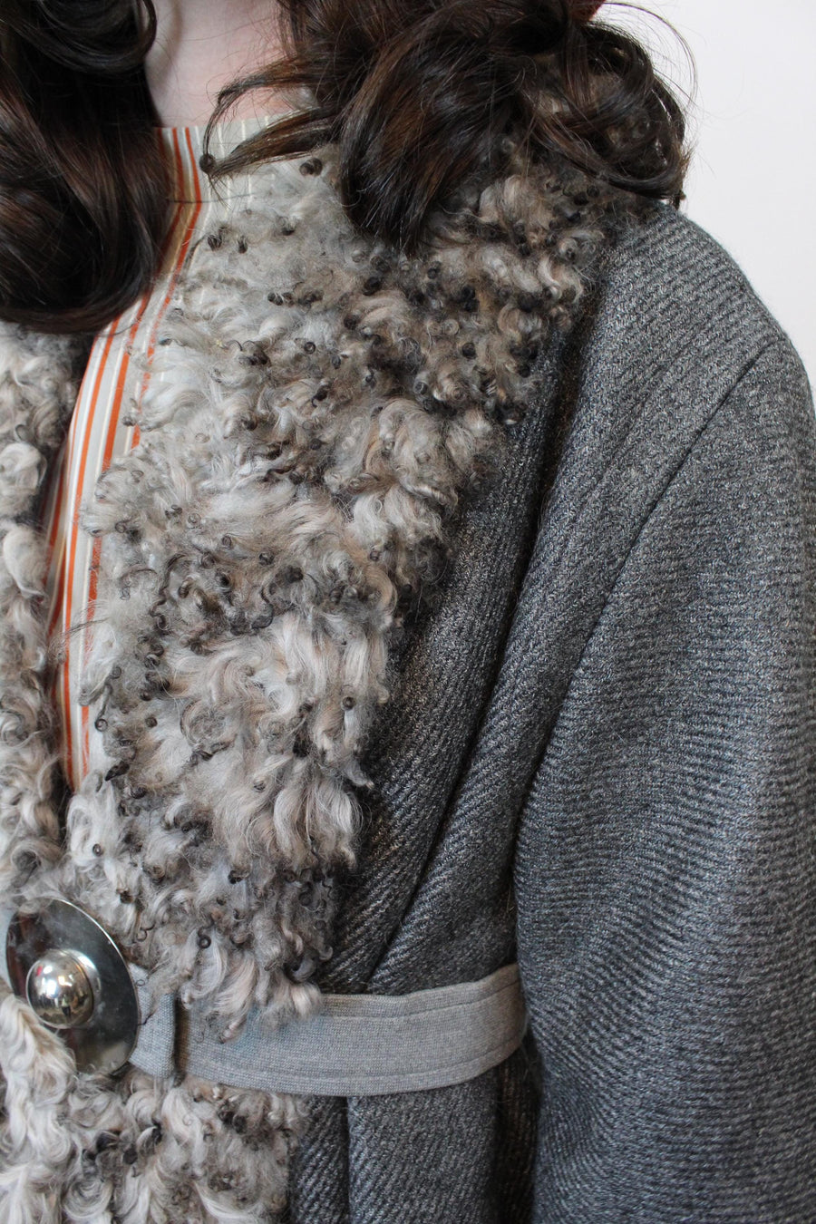 1960s CURLY lamb FUR and wool coat small | new fall winter