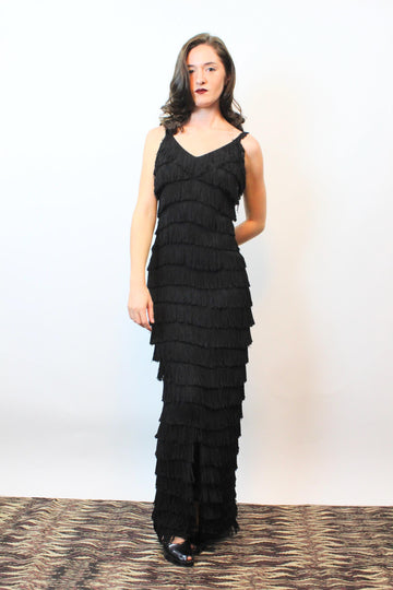 1940s GEORGE KARR hollywood FRINGE gown xs | new fall winter