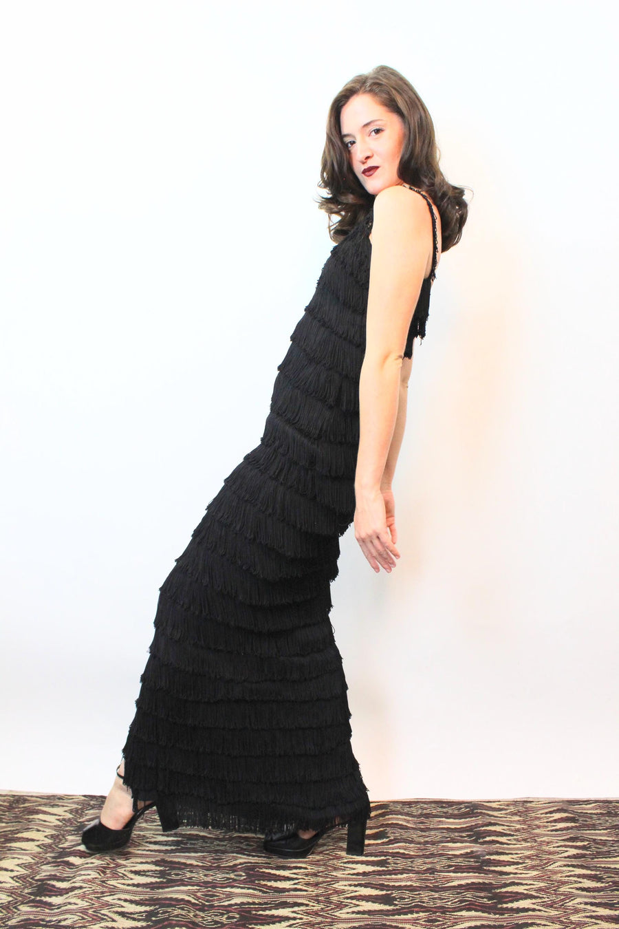 1940s GEORGE KARR hollywood FRINGE gown xs | new fall winter