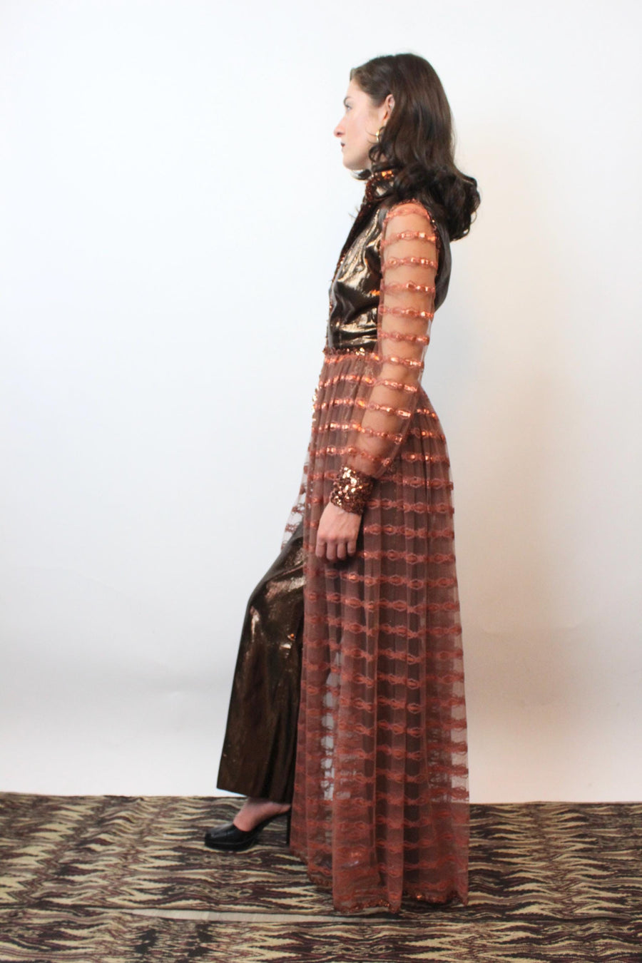 1970s OSCAR de la RENTA jumpsuit OVERSKIRT xs | new fall winter