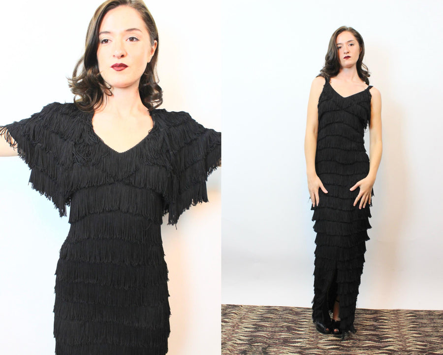 1940s GEORGE KARR hollywood FRINGE gown xs | new fall winter