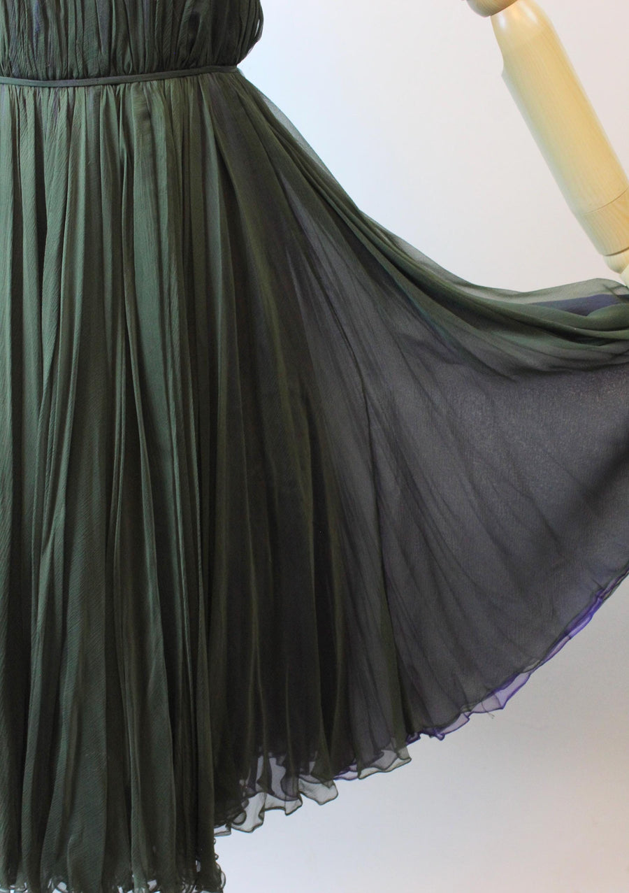 1950s GALANOS FEATHER and chiffon dress xxs | new fall winter