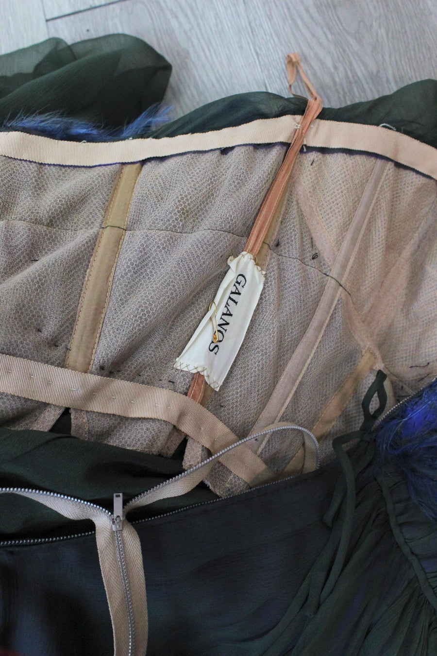 1950s GALANOS FEATHER and chiffon dress xxs | new fall winter