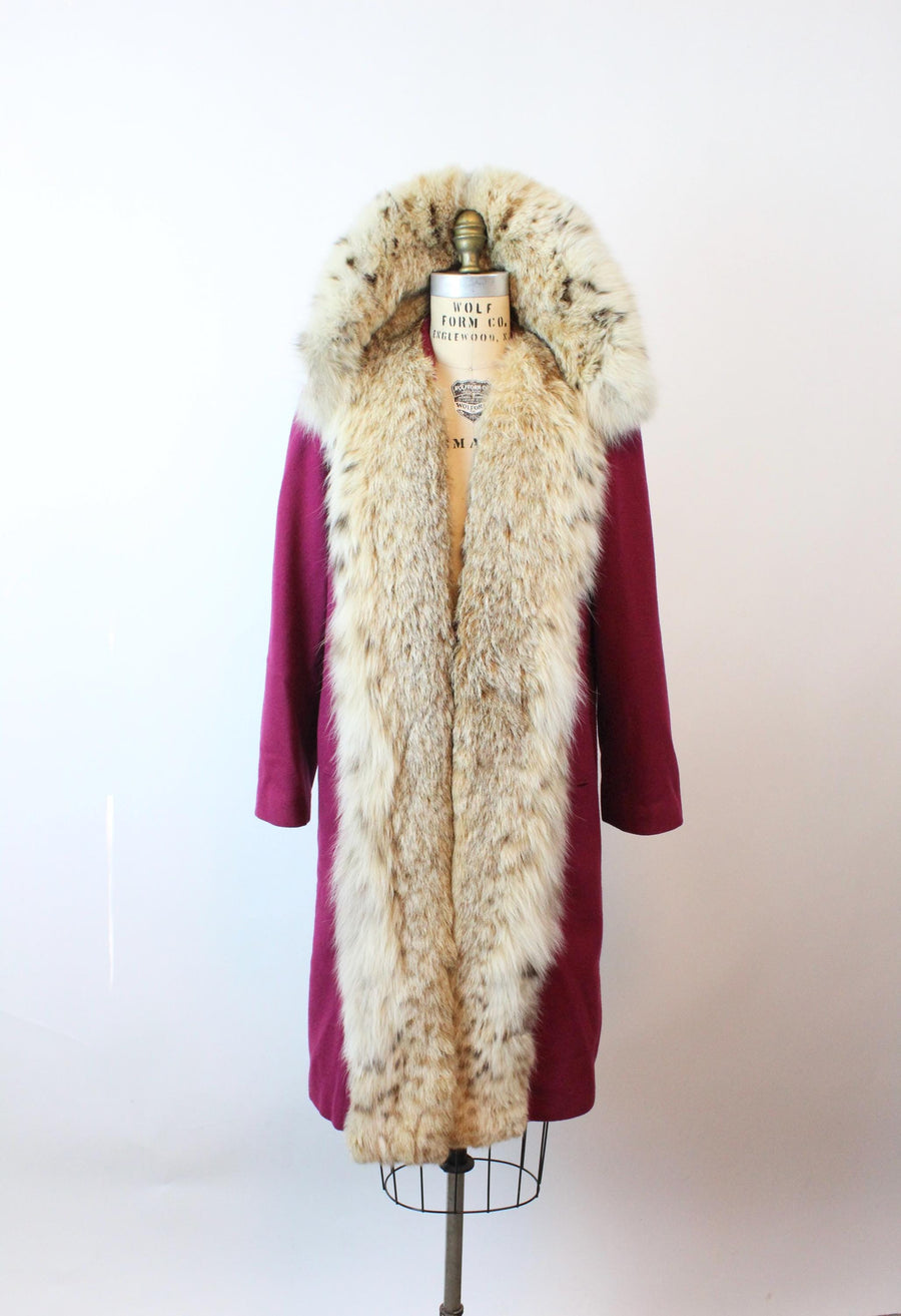 1940s magenta LYNX FUR coat medium | new fall winter