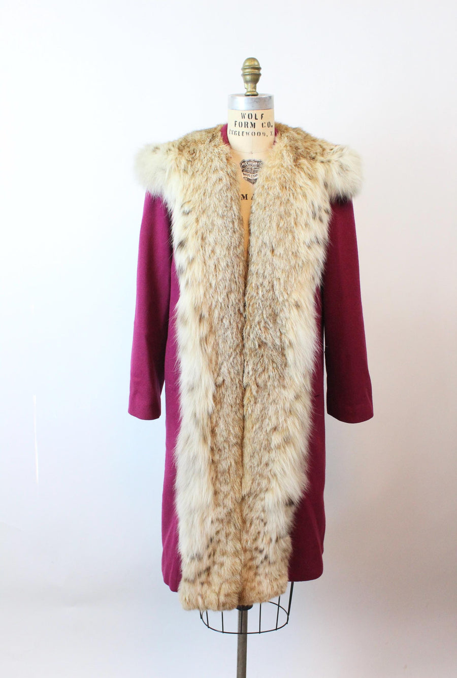 1940s magenta LYNX FUR coat medium | new fall winter