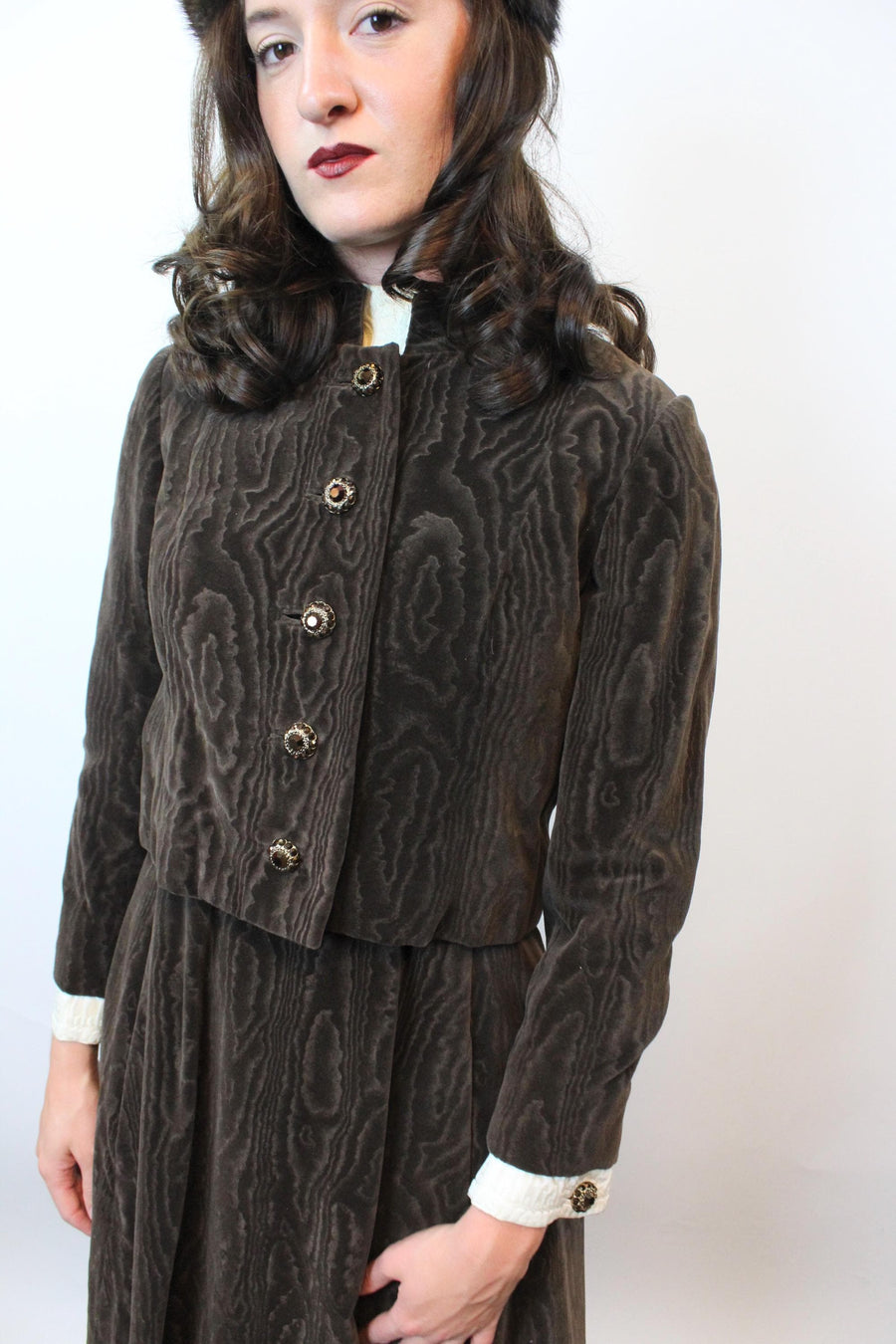 1960s MALCOLM STARR velvet dress jacket set xs | new fall winter
