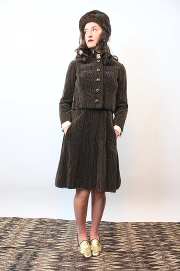 1960s MALCOLM STARR velvet dress jacket set xs | new fall winter