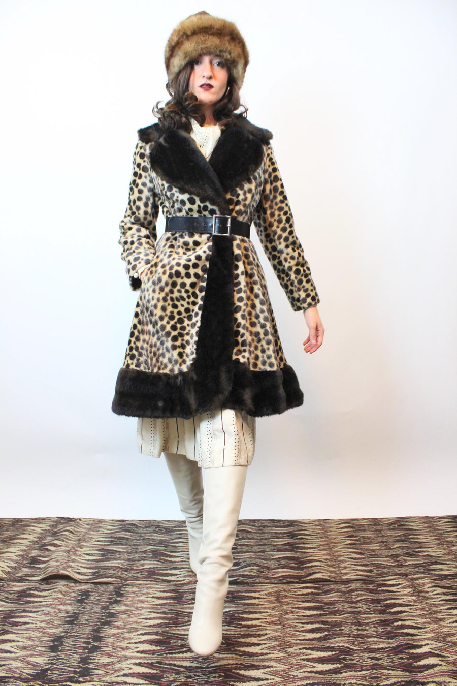 1960s SAFARI LEOPARD princess fur coat xs | new fall winter