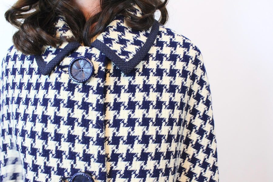 1960s YOUTHCRAFT houndstooth cape poncho | new fall winter