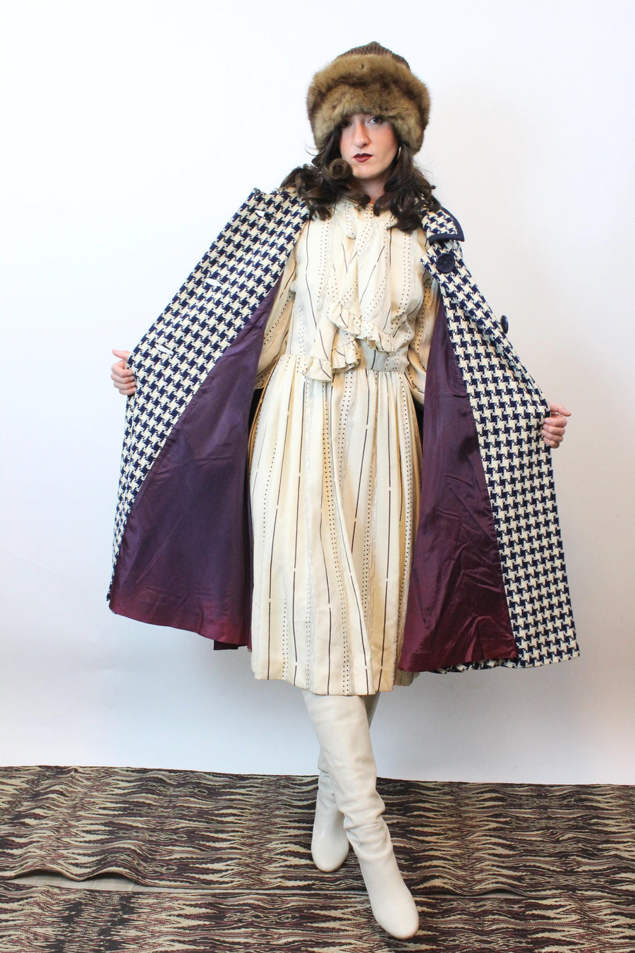 1960s YOUTHCRAFT houndstooth cape poncho | new fall winter