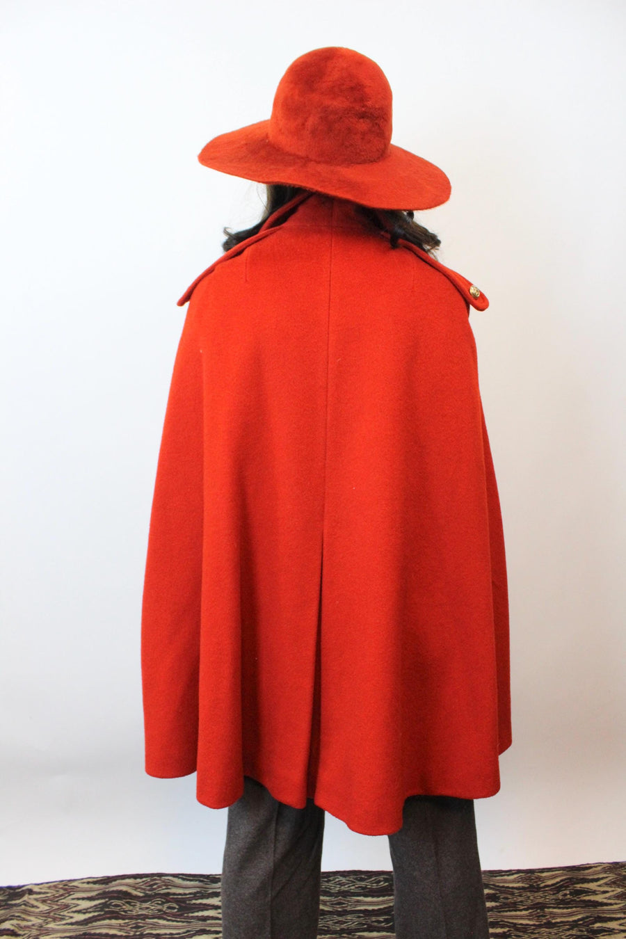 1960s PUMPKIN cape wool poncho | new fall winter