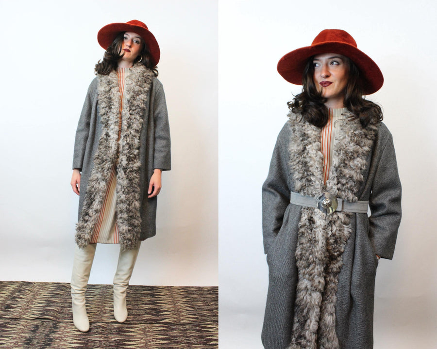 1960s CURLY lamb FUR and wool coat small | new fall winter