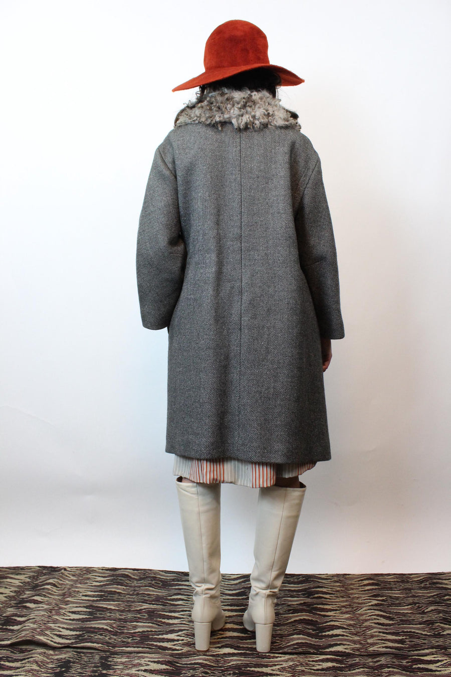 1960s CURLY lamb FUR and wool coat small | new fall winter
