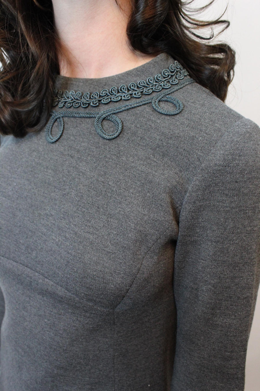 1960s GRAY soutache wool dress coat set xxs | new fall winter