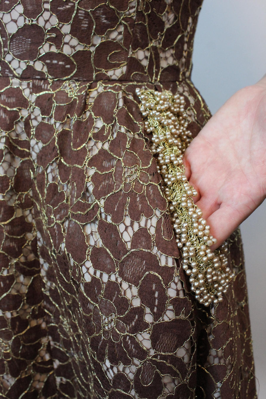 1950s PEARLS and LACE fit and flare dress xs | new fall winter