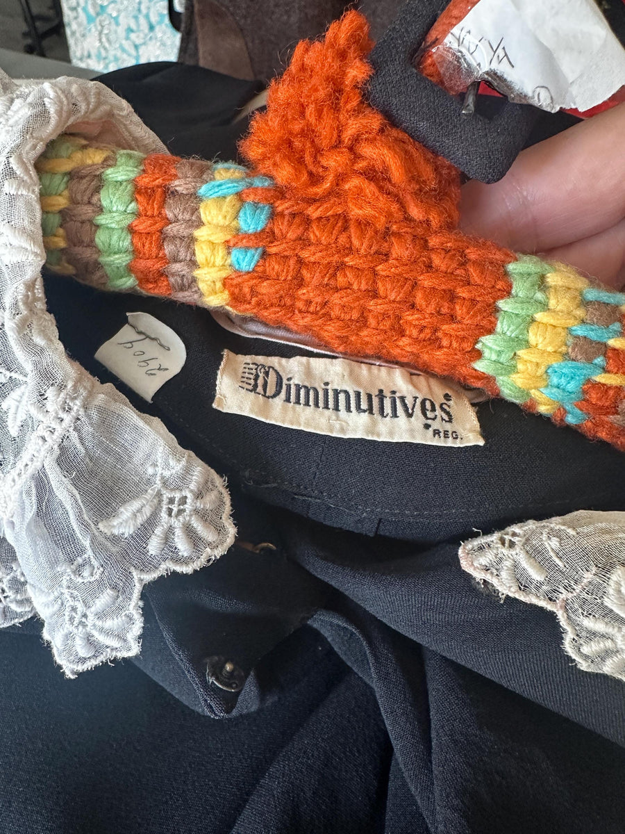 1940s DIMINUTIVES BUTTON rayon dress small | new fall winter