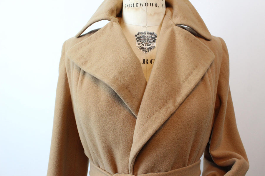 1960s CAMEL cashmere WRAP coat medium large | new fall winter