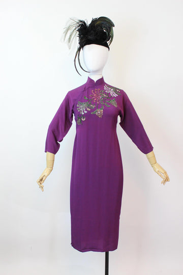 1940s ASIAN purple sequin dress xs | new fall winter