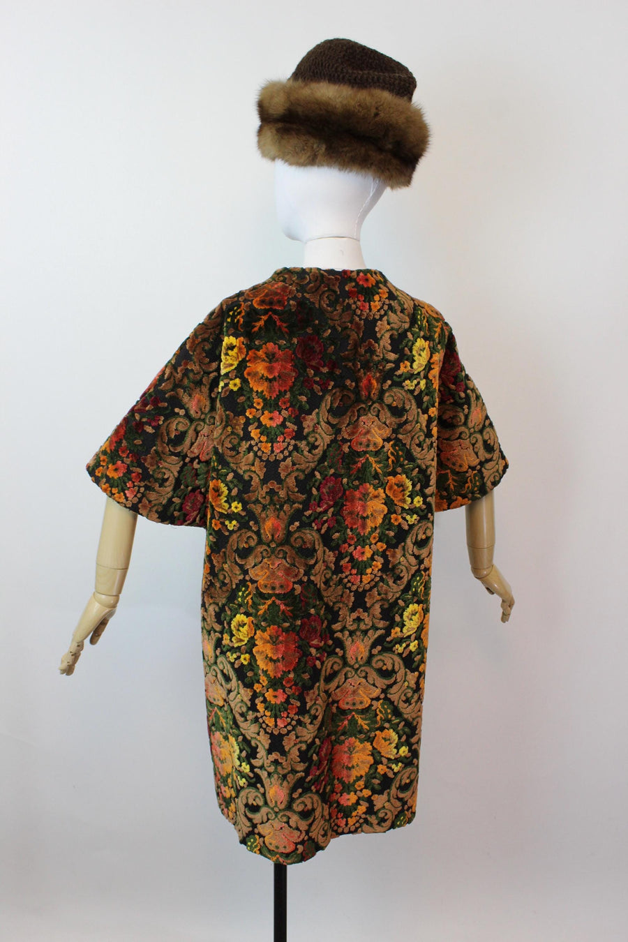 1960s TAPESTRY velvet CAPE coat small medium | new fall winter