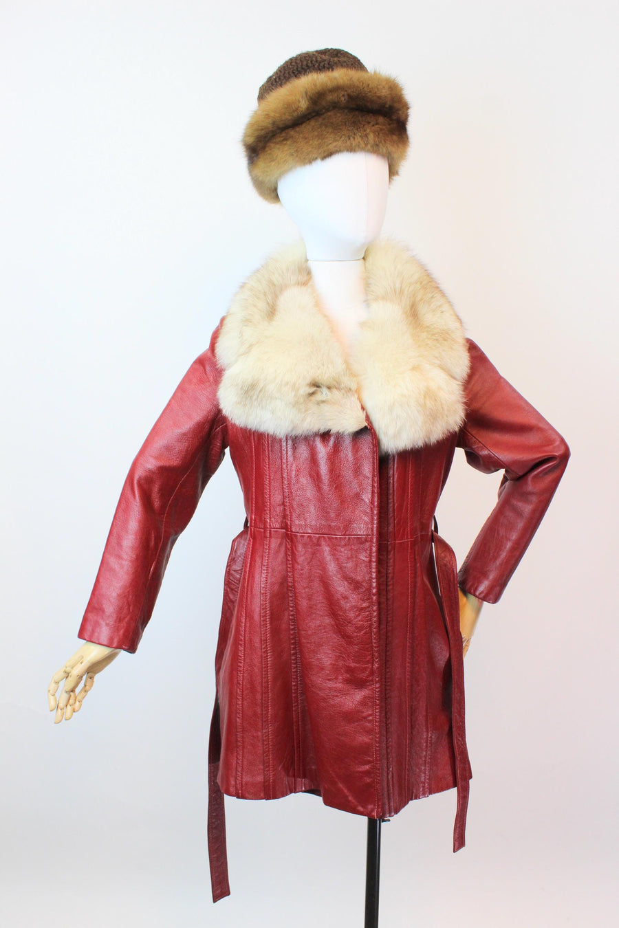 1970s 1976 LEATHER FOX fur collar jacket coat small medium | new fall winter