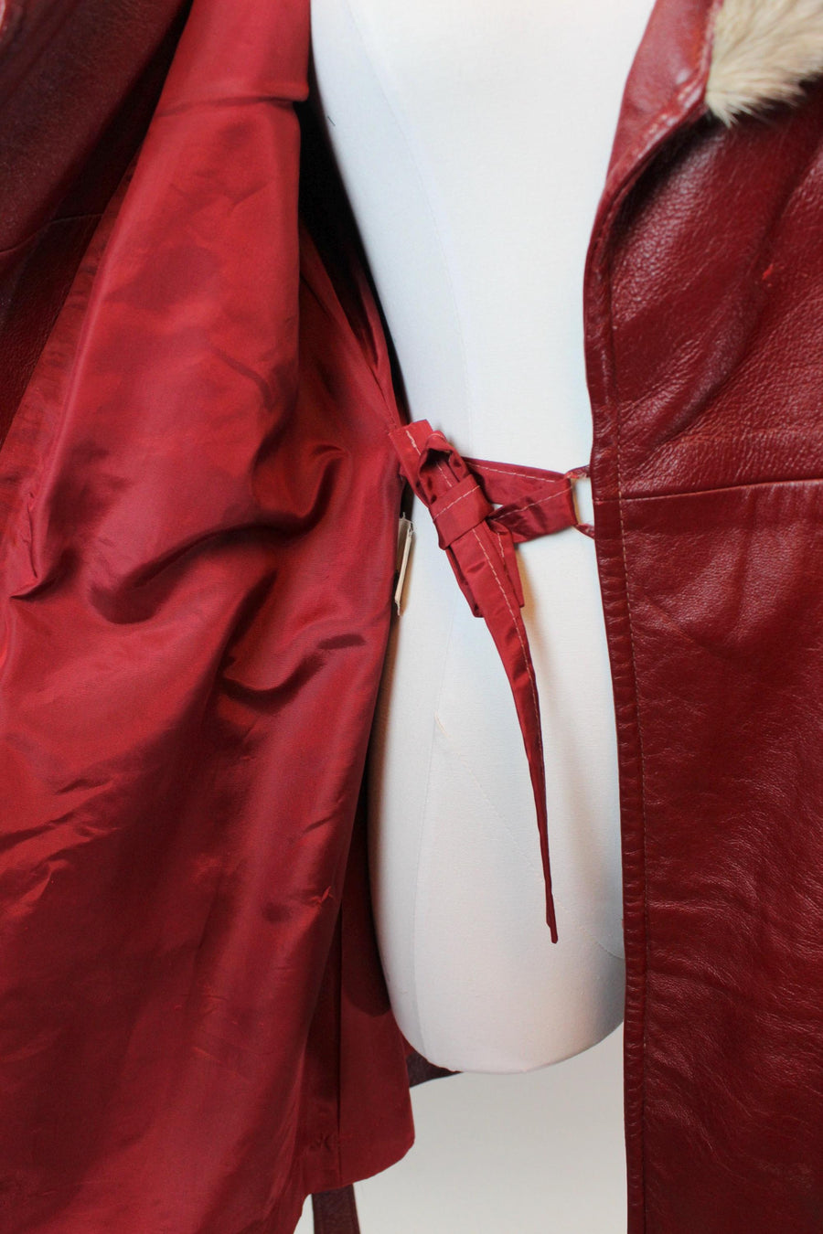 1970s 1976 LEATHER FOX fur collar jacket coat small medium | new fall winter