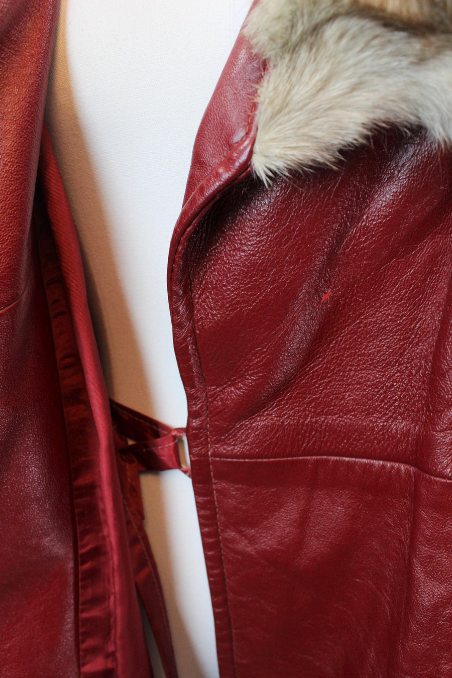 1970s 1976 LEATHER FOX fur collar jacket coat small medium | new fall winter