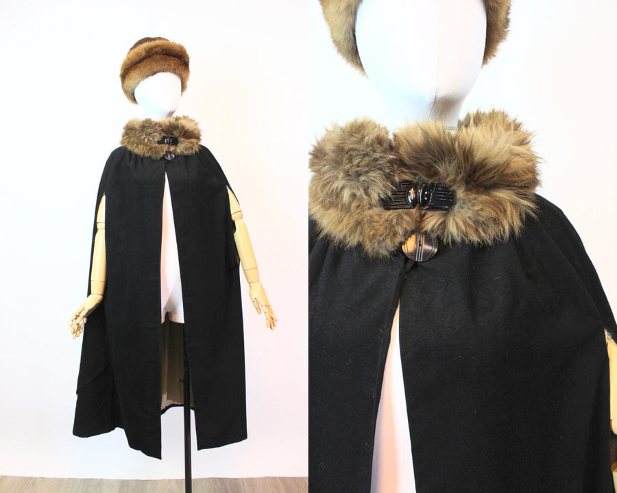 1920s antique FUR COLLAR CAPE coat all sizes | new fall winter