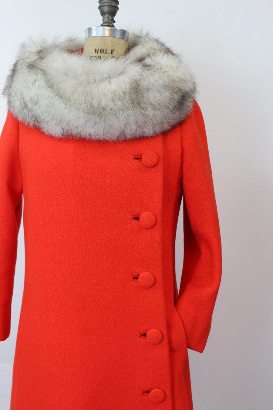1960s 1965 LILLI ANN fox fur collar coat small medium | new fall winter