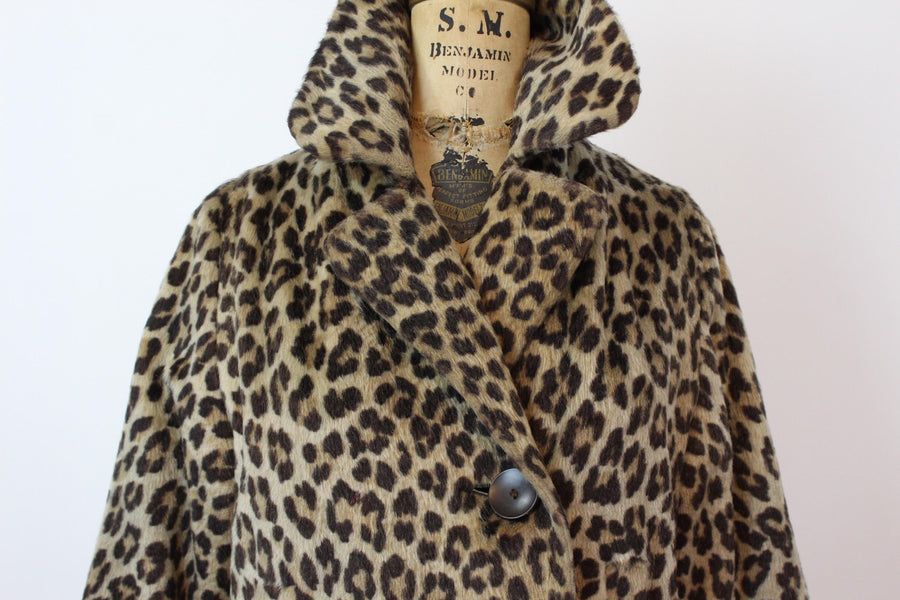 1960s LEOPARD faux fur coat xs small | new fall winter