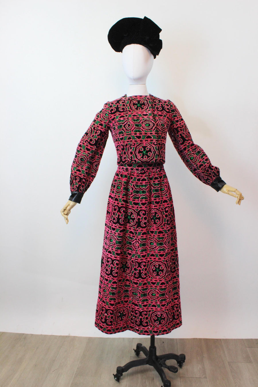 1960s JEAN PATOU velvet CHENILLE jacket skirt set xs | new fall winter