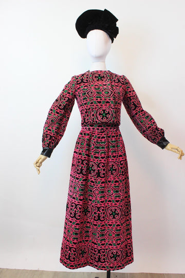 1960s JEAN PATOU velvet CHENILLE jacket skirt set xs | new fall winter