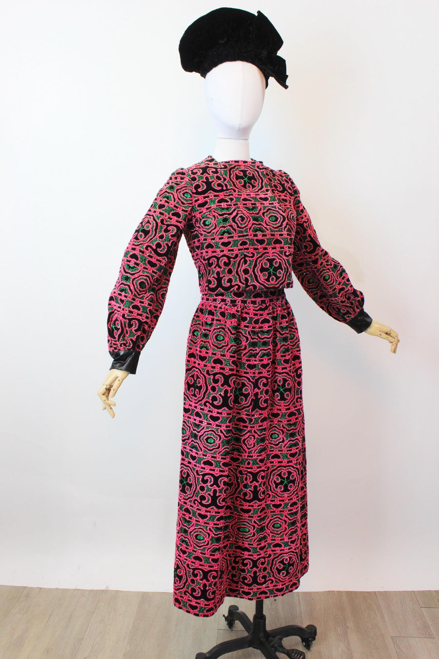 1960s JEAN PATOU velvet CHENILLE jacket skirt set xs | new fall winter
