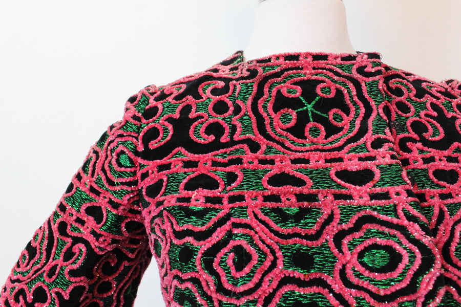 1960s JEAN PATOU velvet CHENILLE jacket skirt set xs | new fall winter