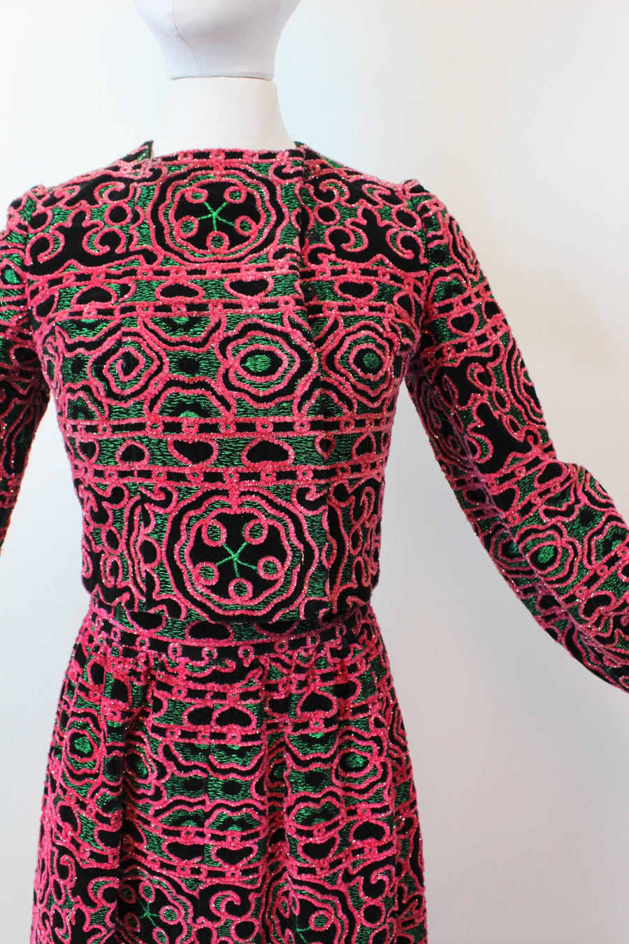 1960s JEAN PATOU velvet CHENILLE jacket skirt set xs | new fall winter