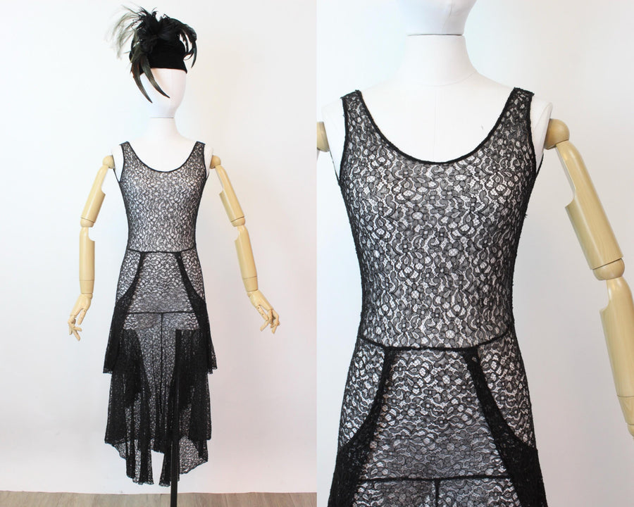 1930s black LACE slip dress xs small | new fall winter