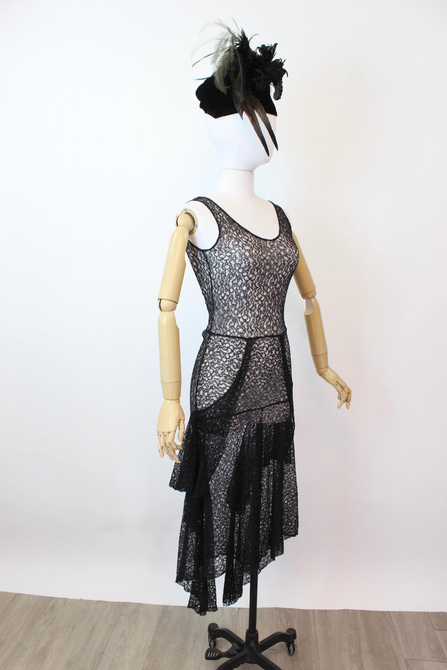 1930s black LACE slip dress xs small | new fall winter