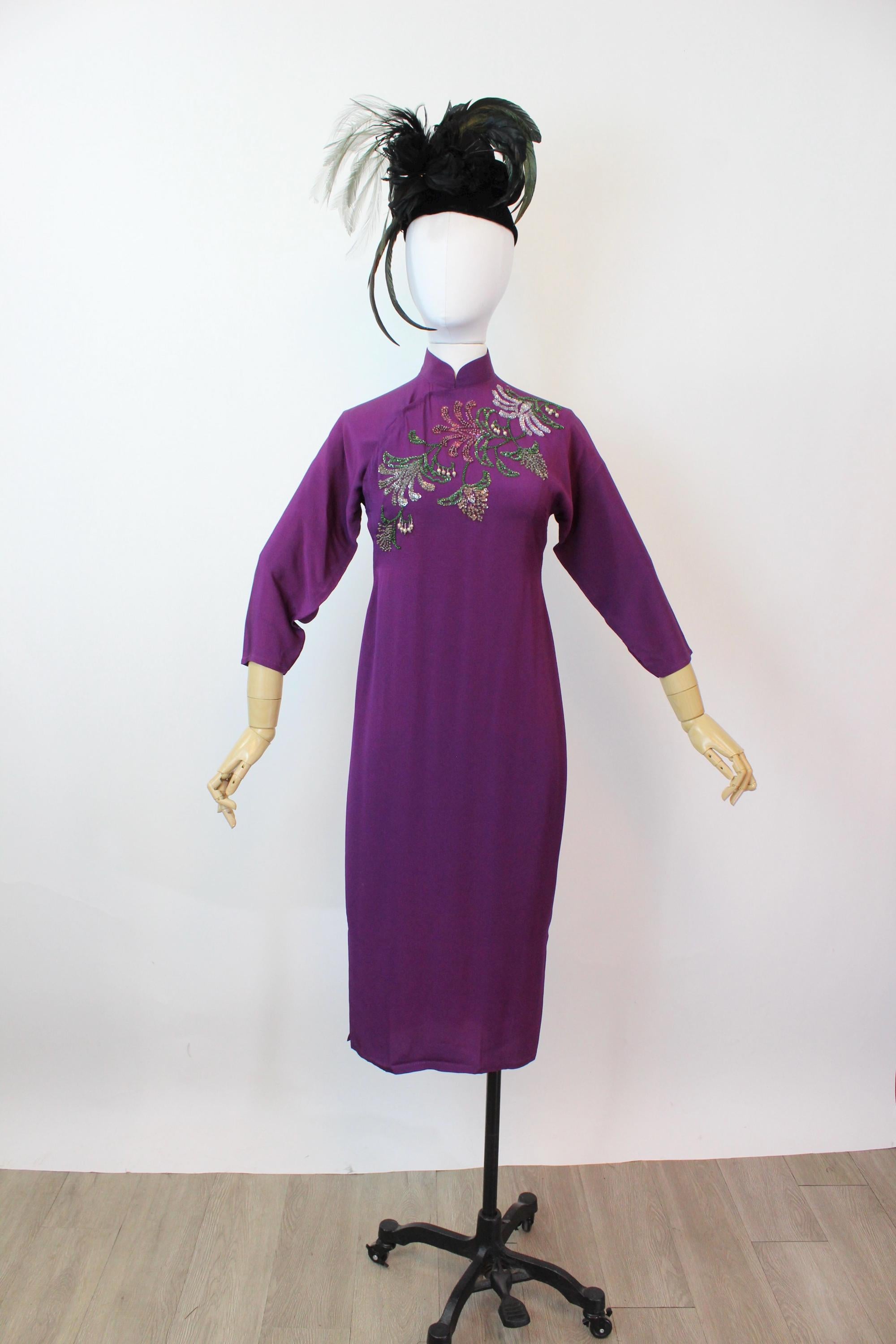 1940s ASIAN purple sequin dress xs | new fall winter – Napa Valley