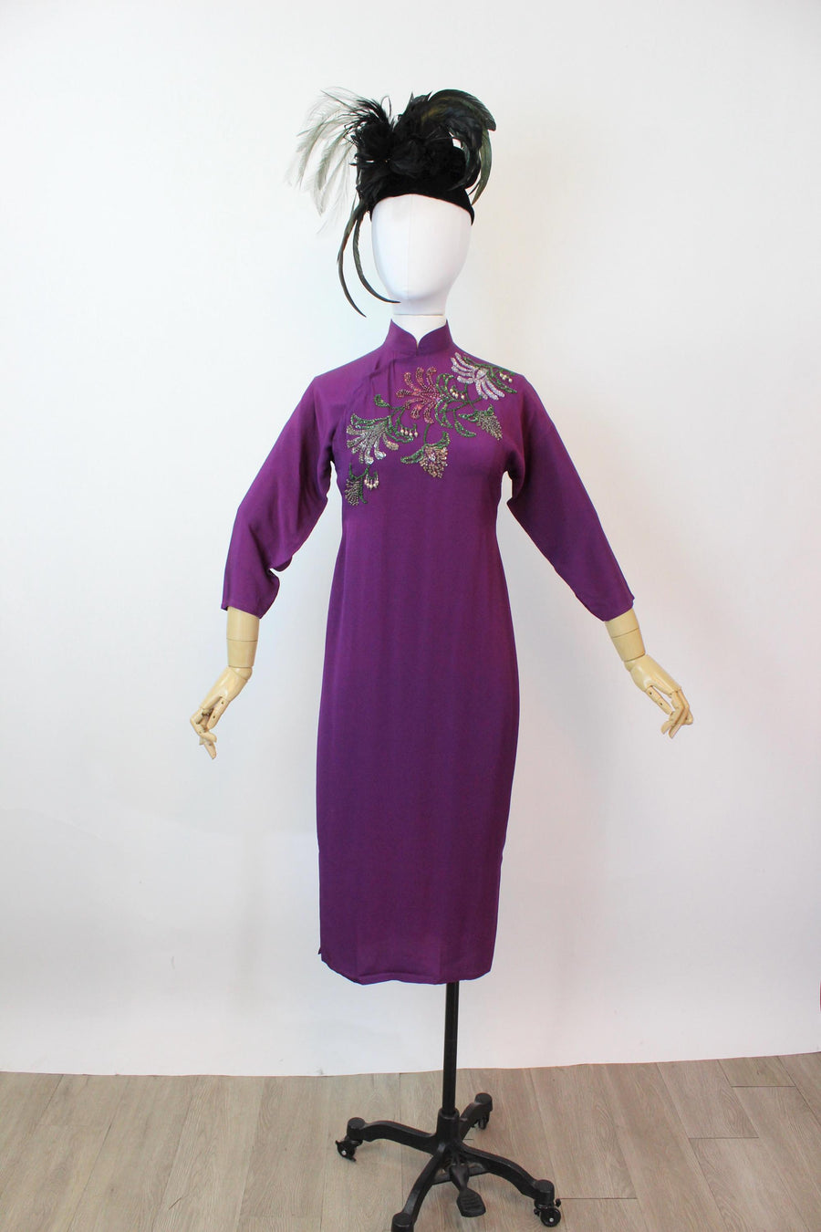 1940s ASIAN purple sequin dress xs | new fall winter