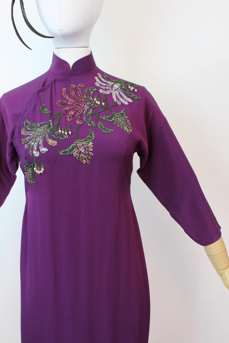 1940s ASIAN purple sequin dress xs | new fall winter