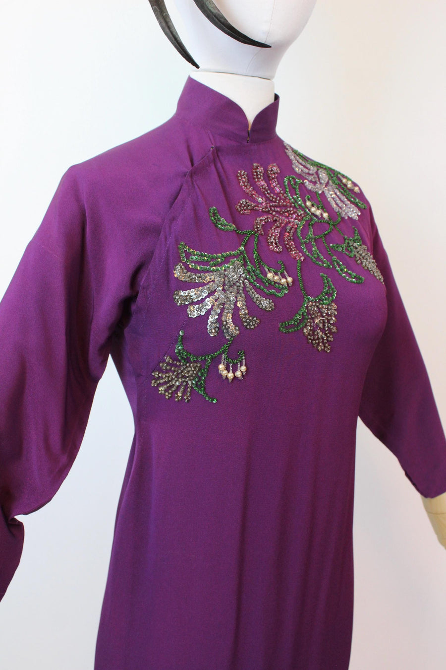 1940s ASIAN purple sequin dress xs | new fall winter
