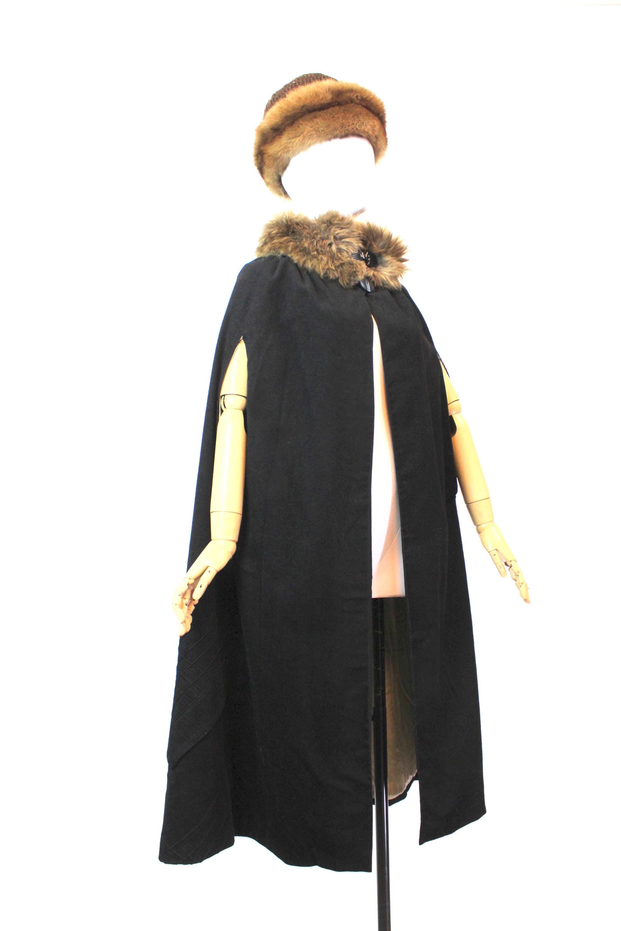 1920s antique FUR COLLAR CAPE coat all sizes | new fall winter 