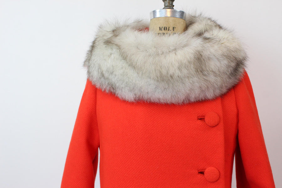1960s 1965 LILLI ANN fox fur collar coat small medium | new fall winter